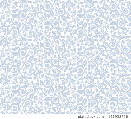 Flower pattern. Seamless white and gray ornament. Graphic vector background Flower pattern. Seamless white and gray ornament. Graphic vector background 141938756