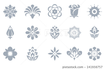 Flower icons set. Isolated elements for design. Vector graphics. Flower collection Flower icons set. Isolated elements for design. Vector graphics. Flower collection 141938757