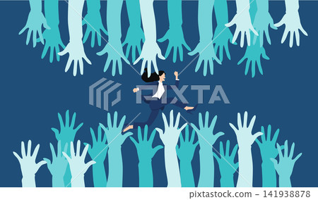 Illustration of raising a hand 141938878