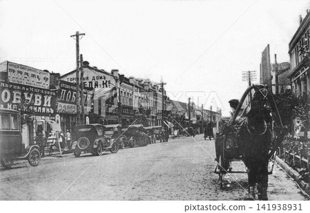 Old photograph, 1924-1933, Harbin, China during the Japanese colonial period, Shidaojie Street. Old photograph, 1924-1933, Harbin, China during the Japanese colonial period, Shidaojie Street. 141938931