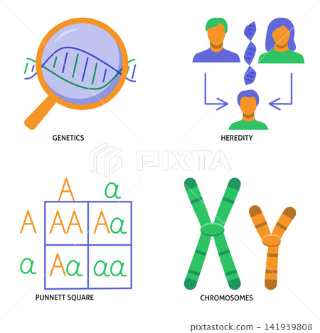 Genetics and heredity flat icon set Genetics and heredity flat icon set 141939808