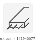 Reinforced concrete slab vector icon, structural floor section with rebar detailing. 141940077