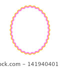 Pastel Oval Scalloped Decorative Frame with Colorful Wavy Border 141940401