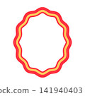 Bold Colorful Oval Decorative Frame with Red Yellow and Orange Wavy Border 141940403