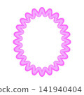 Purple and Pink Zigzag Oval Decorative Frame with Playful Wavy Border 141940404