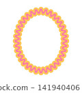 Yellow and Pink Zigzag Oval Decorative Frame with Colorful Wavy Outline 141940406