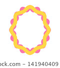 Layered Floral Oval Decorative Frame with Pink Yellow and Purple Wavy Borders 141940409