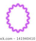 Purple Zigzag Oval Decorative Frame with Pink Wavy Outline and Playful Style 141940410