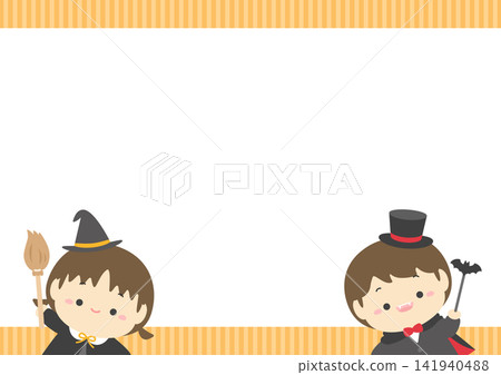 Simple frame for a child in a Halloween costume, orange Simple frame for a child in a Halloween costume, orange 141940488