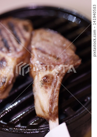 Grilled Lamb Chops on Charcoal Grill Grilled Lamb Chops on Charcoal Grill 141940583