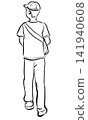 A young man seen from behind, in one color. A young man seen from behind, in one color. 141940608