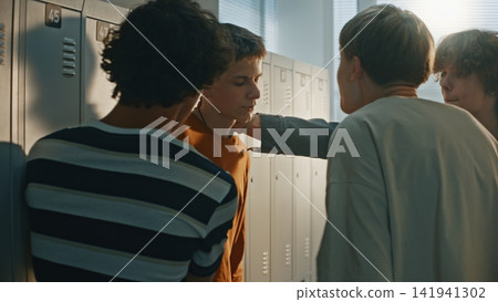 Brave Schoolgirls Intervening and Defending Classmate from Teenage Bullies Brave Schoolgirls Intervening and Defending Classmate from Teenage Bullies 141941302
