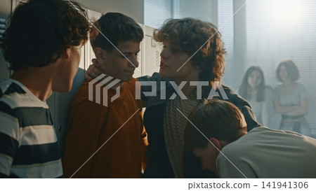 Teen Bullies Stealing Smartphone from Classmate and Filming Harassment Teen Bullies Stealing Smartphone from Classmate and Filming Harassment 141941306