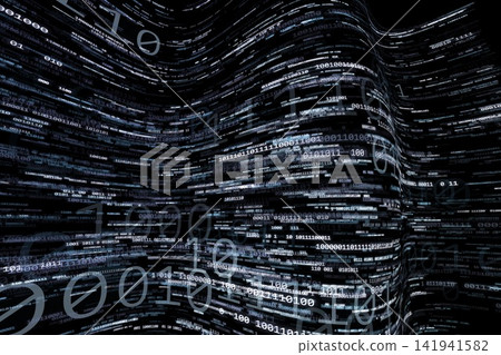 An abstract background with undulating digital codes. An abstract background with undulating digital codes. 141941582