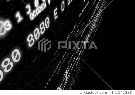 A background of diagonal alphanumeric characters and binary code that emerges from the darkness. A background of diagonal alphanumeric characters and binary code that emerges from the darkness. 141941588