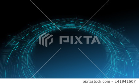 A circular digital interface with blue light. A circular digital interface with blue light. 141941607