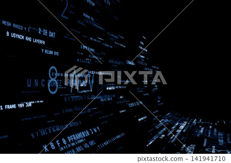 A background with distorted digital text scrolling across it. A background with distorted digital text scrolling across it. 141941710