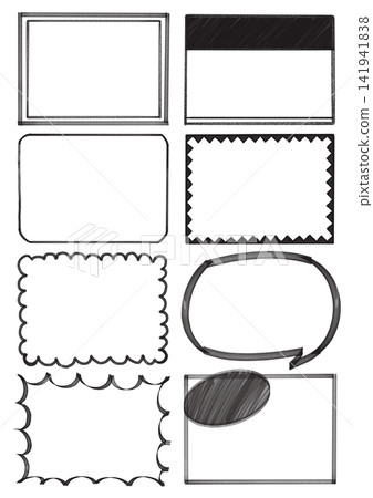 A set of simple, handwritten-style speech bubble designs (black). A set of simple, handwritten-style speech bubble designs (black). 141941838