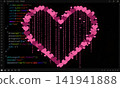 Digital love heart made of pink code, programming concept for tech romance and Valentines Day. 141941888