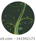 Badge featuring colorful stems and leaves 141942173