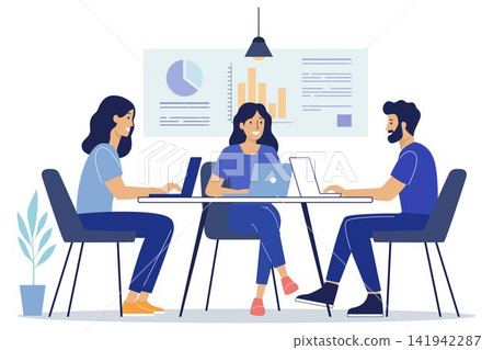 Team Meeting With Laptops Team Meeting With Laptops 141942287