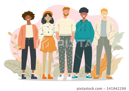 Diverse Young People Standing Together Diverse Young People Standing Together 141942299
