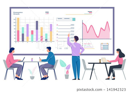 Business Meeting Data Presentation Illustration Business Meeting Data Presentation Illustration 141942323