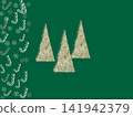 Sparkling Christmas trees on Candy cane Christmas decoration border green background 141942379