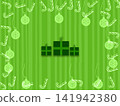 Candy cane Christmas decoration border green stripe background 141942380