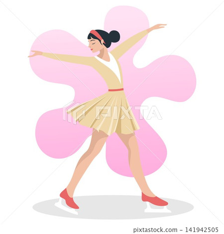 Elegant Woman Ice Skating Illustration Elegant Woman Ice Skating Illustration 141942505