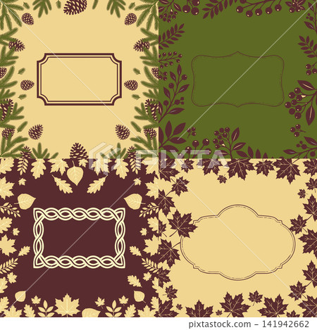 Autumn and winter botanical frames vector set Autumn and winter botanical frames vector set 141942662