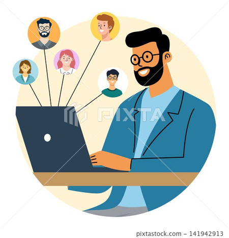 Business Networking Online Collaboration Team Illustration Business Networking Online Collaboration Team Illustration 141942913