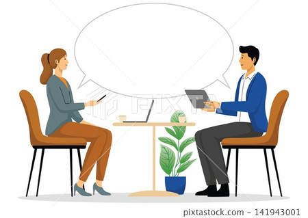 Business Meeting Conversation Teamwork Discussion Illustration 141943001