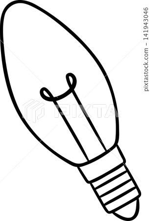 Vector icon of oval light bulb in hand-drawn sketch style. Monochrome illustration for energy-saving campaigns and packaging Vector icon of oval light bulb in hand-drawn sketch style. Monochrome illustration for energy-saving campaigns and packaging 141943046