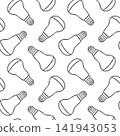 Black and white seamless pattern of electric LED light bulb in doodle style. Simple vector sketch for green technology posters and fabric design 141943053