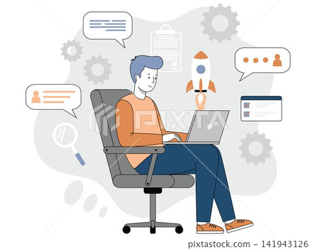 Online Communication Remote Work Digital Collaboration Illustration 141943126