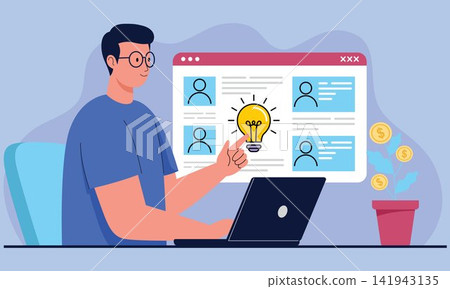 Online Idea Innovation Digital Business Concept Illustration Online Idea Innovation Digital Business Concept Illustration 141943135
