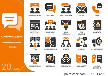communication filled glyph icon set,20 vector icons communication filled glyph icon set,20 vector icons 141943292