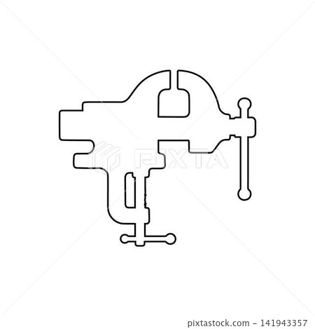 bench vise tool outline isolated on white background bench vise tool outline isolated on white background 141943357