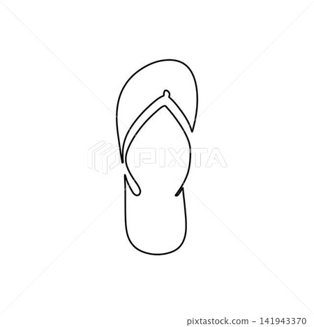 black flip flop sandal outline icon on white background black flip flop sandal outline icon on white background 141943370