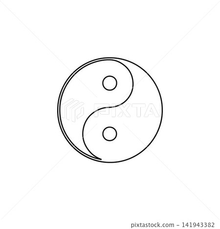 black yin yang symbol outline icon on white background 141943382