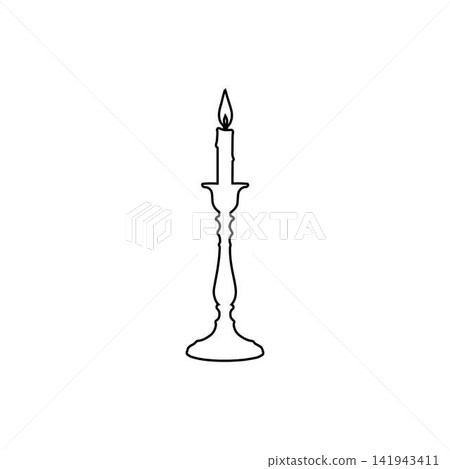 candlestick with candle icon outline simple home decor lighting accessory for interior design romantic and classic style isolated illustration candlestick with candle icon outline simple home decor lighting accessory for interior design romantic and classic style isolated illustration 141943411