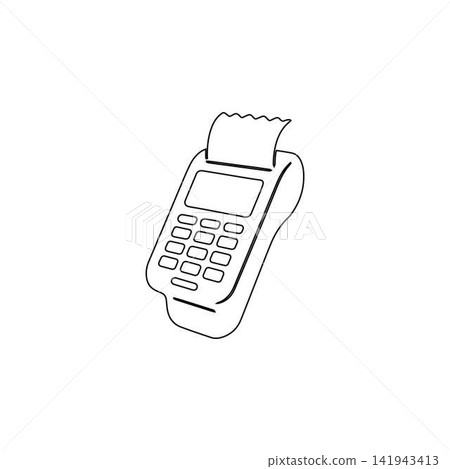 card payment terminal outline pos machine isolated on white background card payment terminal outline pos machine isolated on white background 141943413