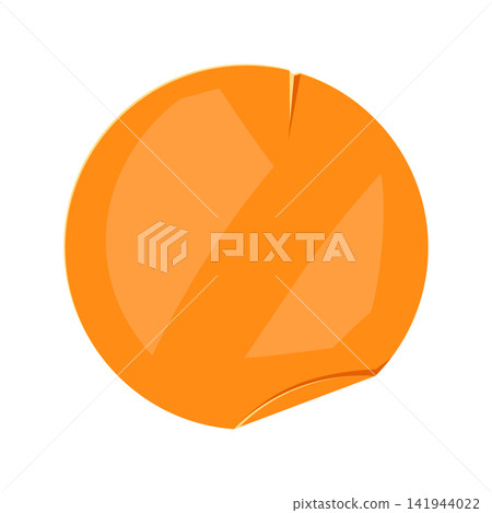 Paper note orange crumpled sticker. Frame or background for reminder. Paper note orange crumpled sticker. Frame or background for reminder. 141944022