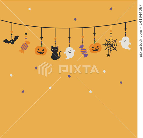 Halloween garland banner illustration, background illustration, vector, simple, jack-o'-lantern 141944067
