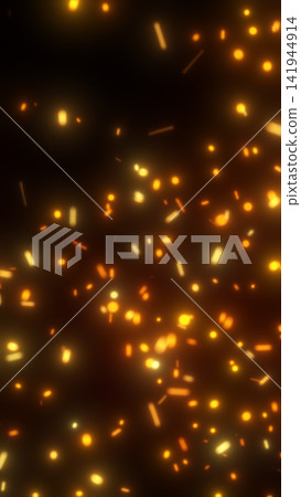 Warm golden bokeh sparks floating on a dark abstract background, creating a festive glowing texture with dreamy light. Warm golden bokeh sparks floating on a dark abstract background, creating a festive glowing texture with dreamy light. 141944914