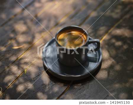 delicious coffee on wooden table delicious coffee on wooden table 141945130