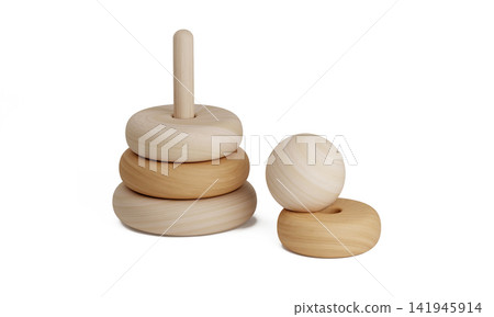 Wooden Stacking Ring Toy with Natural Grain and Soft Curves Disassembled Montessori Educational Object Wooden Stacking Ring Toy with Natural Grain and Soft Curves Disassembled Montessori Educational Object 141945914