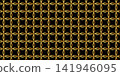 Luxury seamless pattern with golden interlocking rings on black background. Vector elegant chainmail ornament and metallic circle weave texture. Premium royal decorative backdrop for jewelry design. 141946095