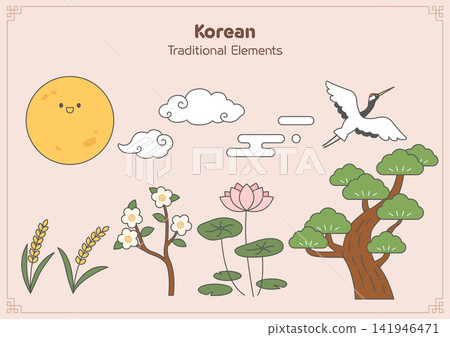 Illustrations of natural elements from Korean tradition. Illustrations of natural elements from Korean tradition. 141946471